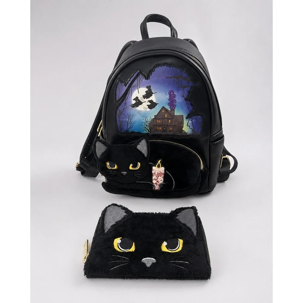 Loungefly Disney Hocus Pocus Binx Mini Backpack Wallet Set Black Halloween 2022